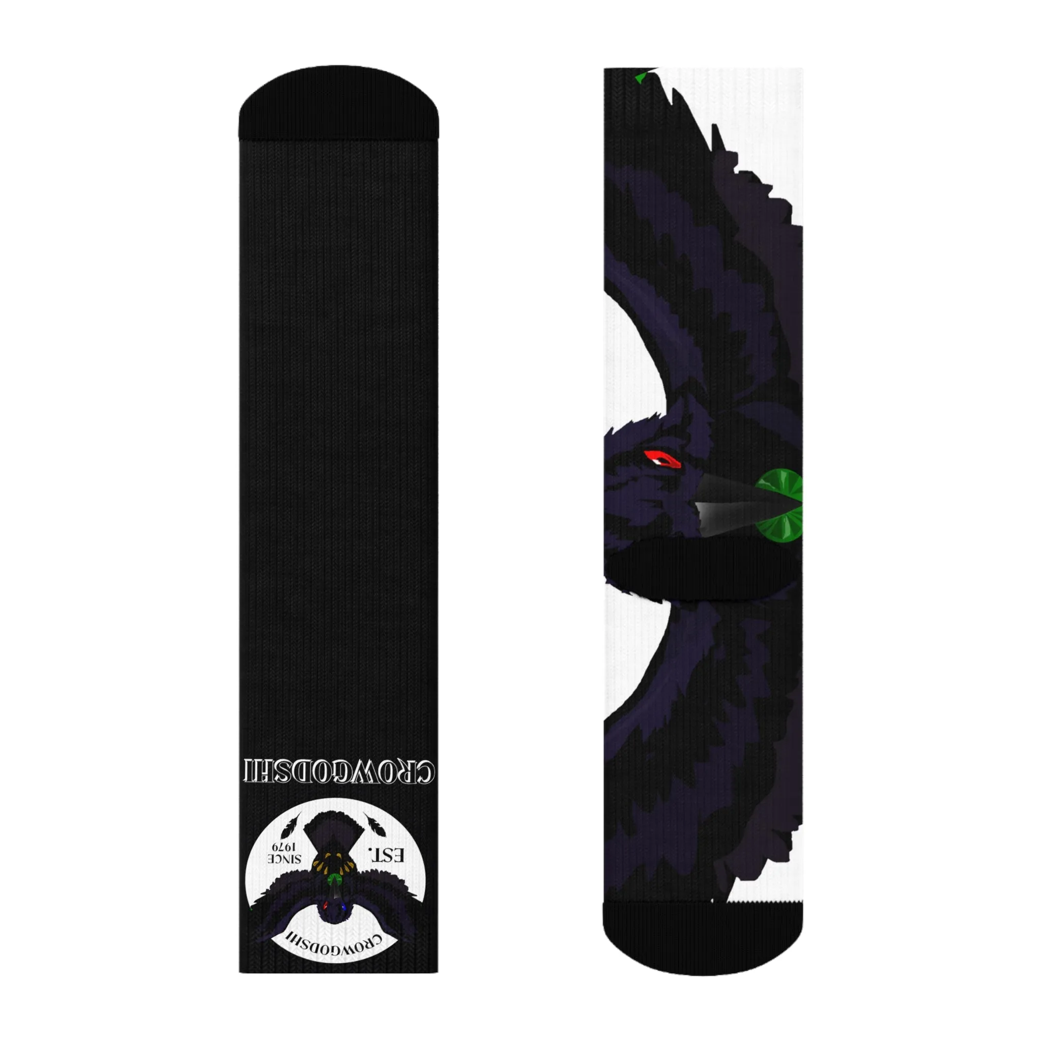 Crowgodshi First Generation Limited Edition Black Socks, WHITE LOGO