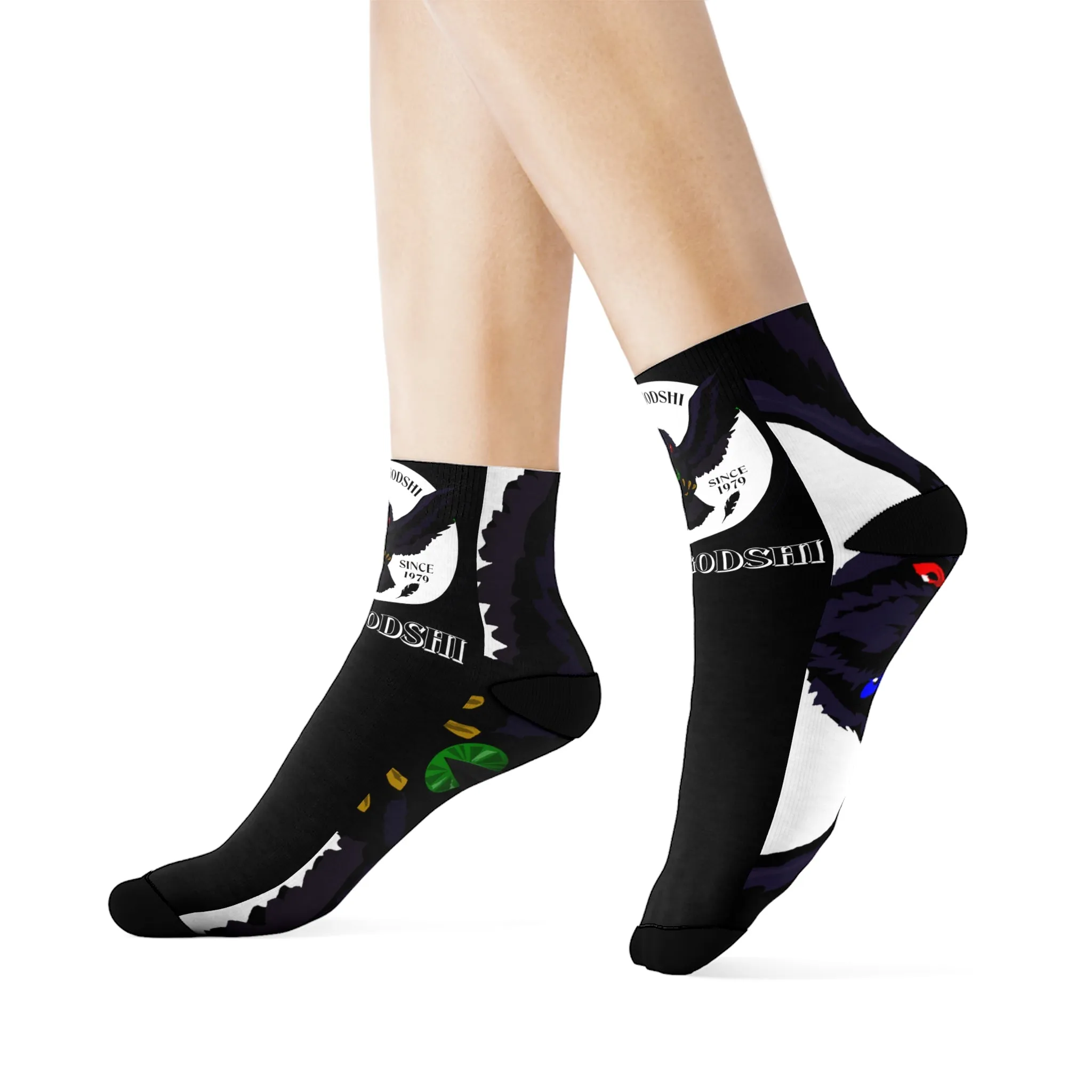 Crowgodshi First Generation Limited Edition Black Socks, WHITE LOGO