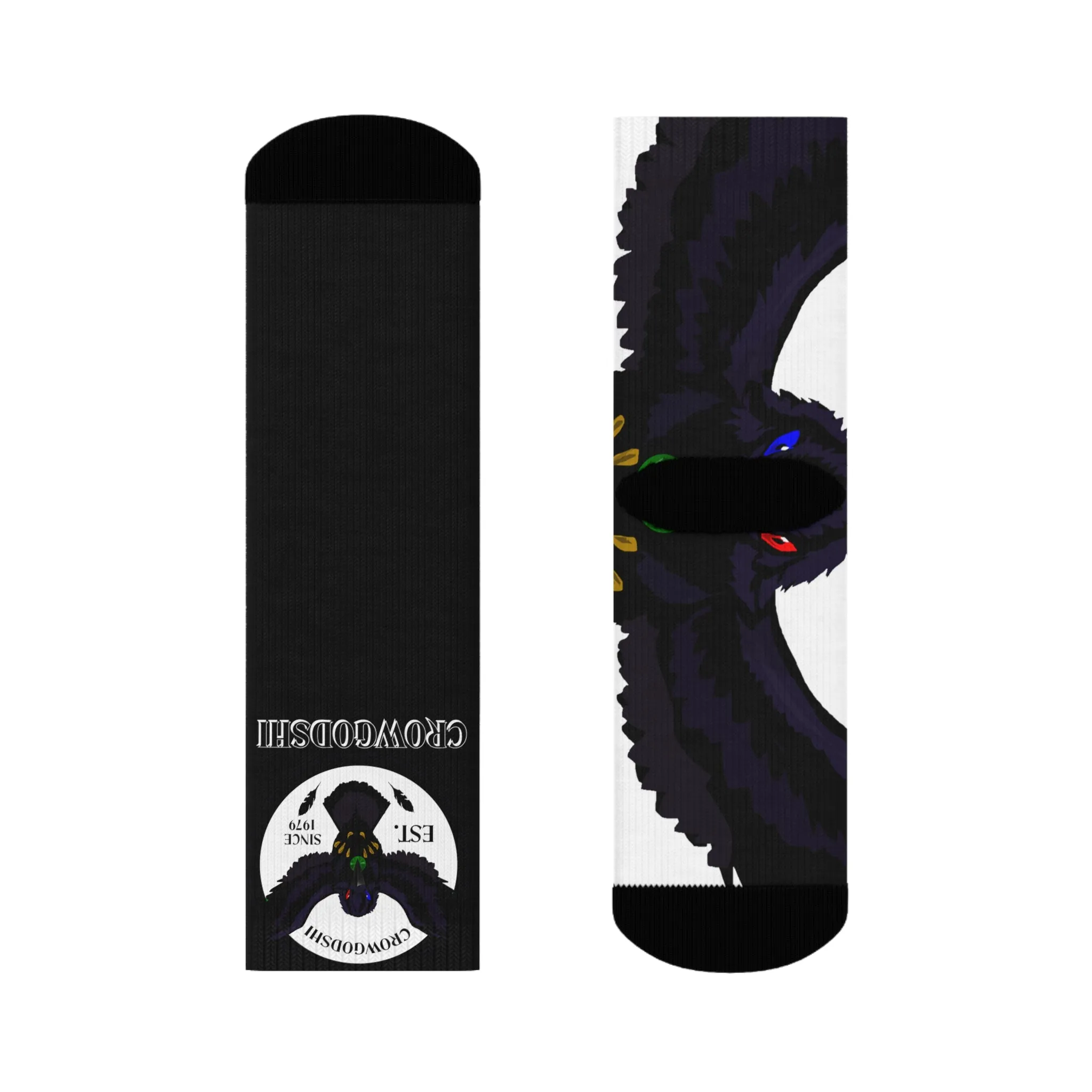 Crowgodshi First Generation Limited Edition Black Socks, WHITE LOGO