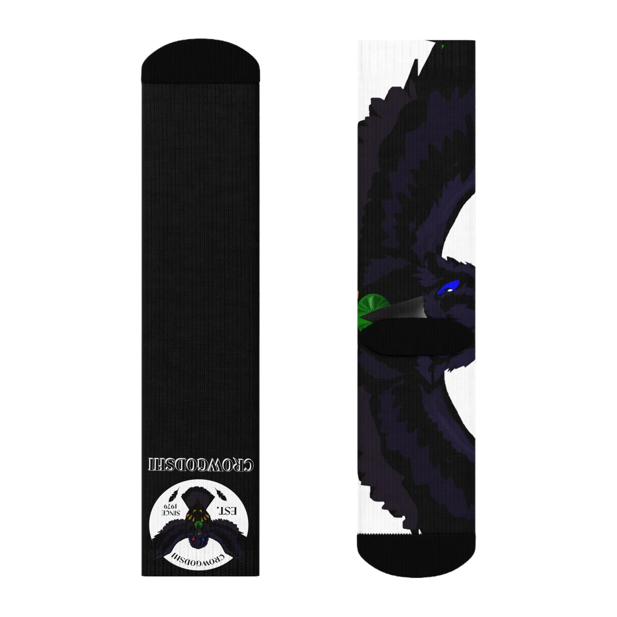 Crowgodshi First Generation Limited Edition Black Socks, WHITE LOGO