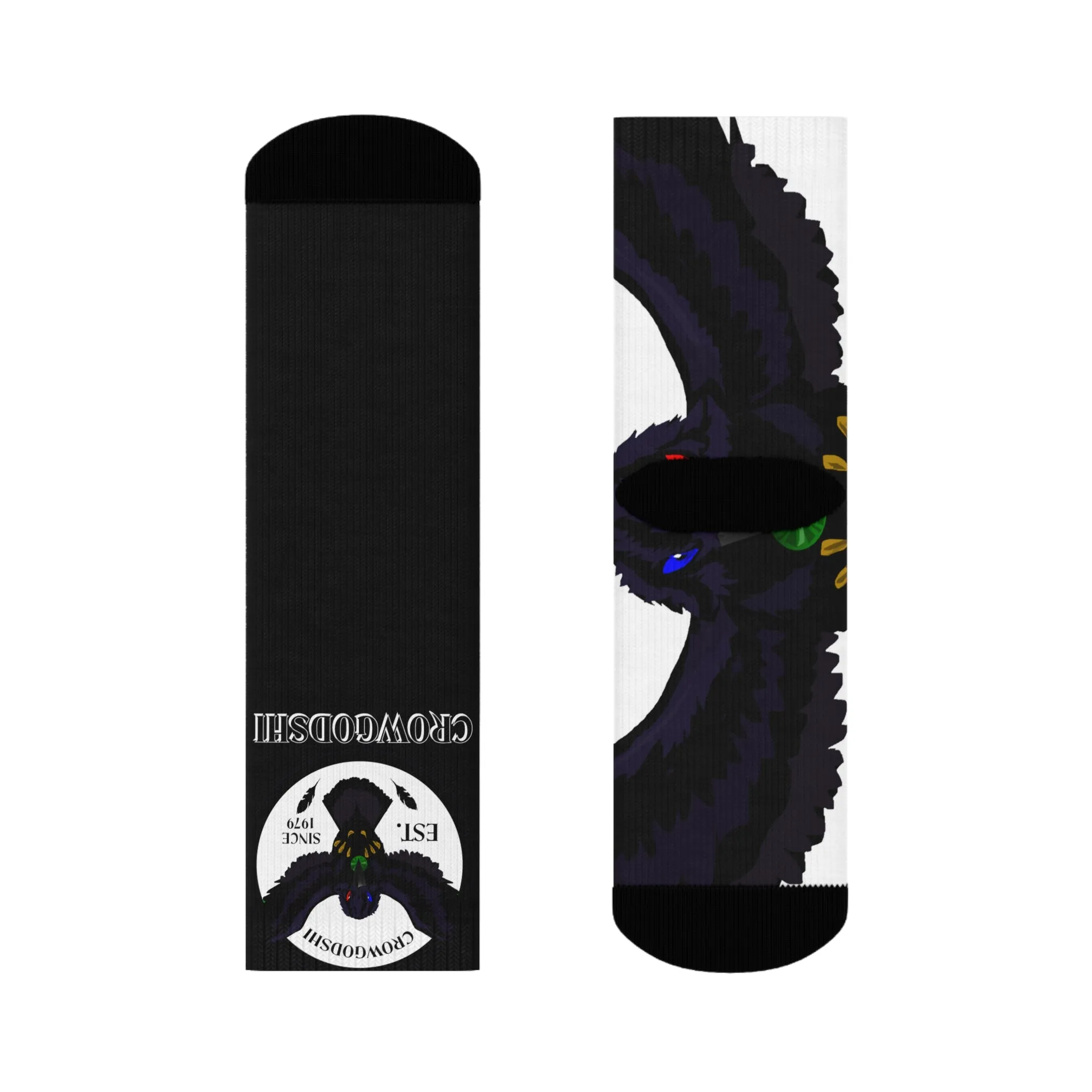 Crowgodshi First Generation Limited Edition Black Socks, WHITE LOGO