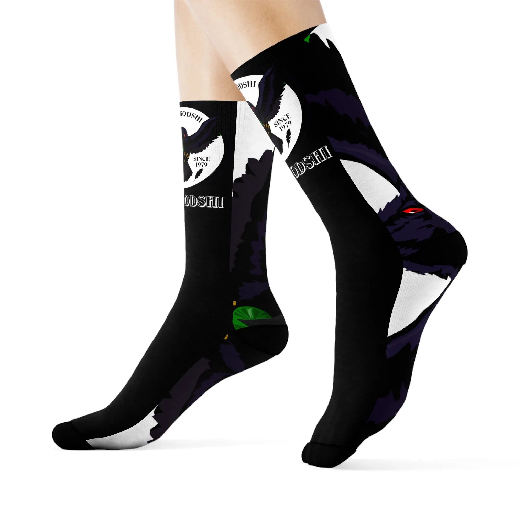Crowgodshi First Generation Limited Edition Black Socks, WHITE LOGO