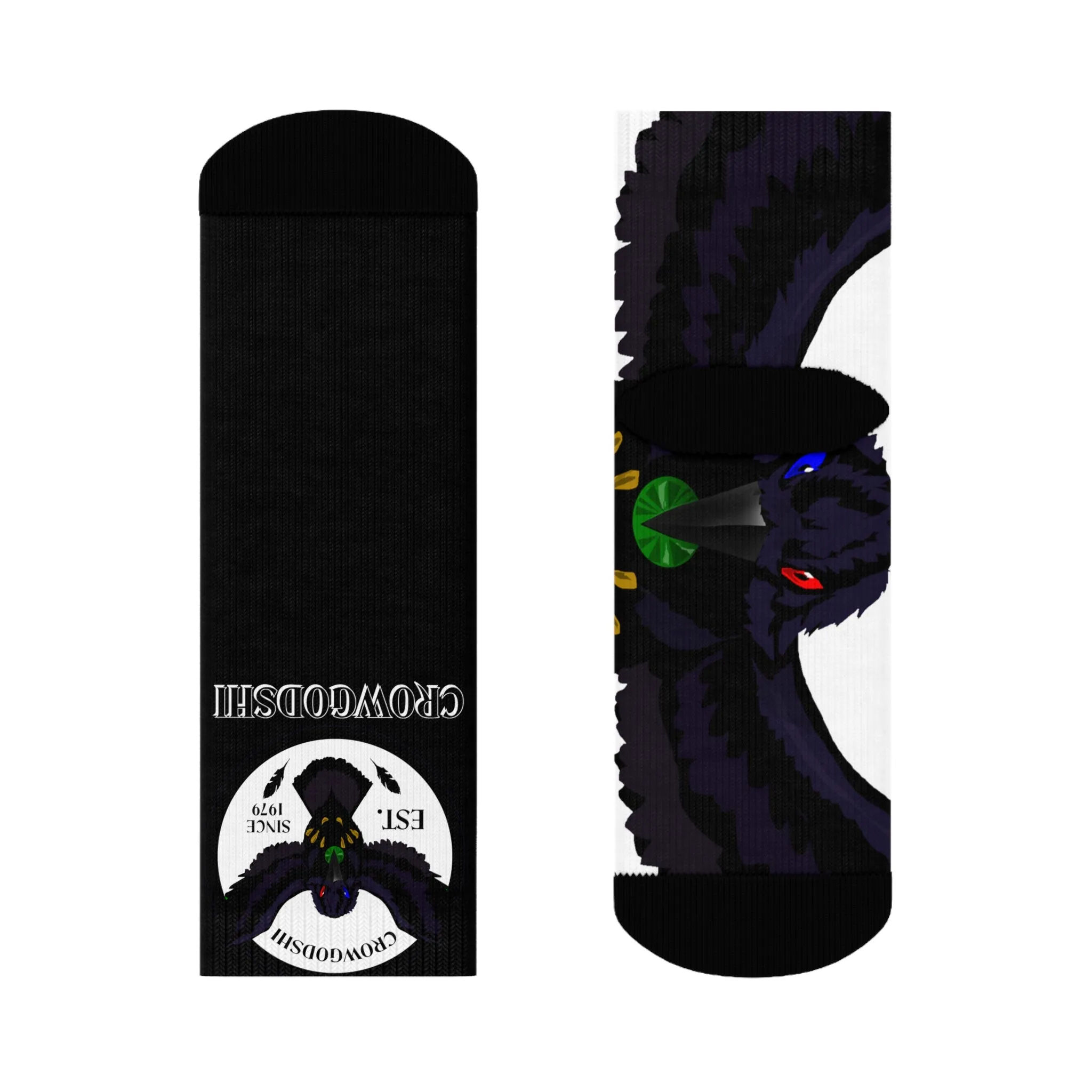 Crowgodshi First Generation Limited Edition Black Socks, WHITE LOGO