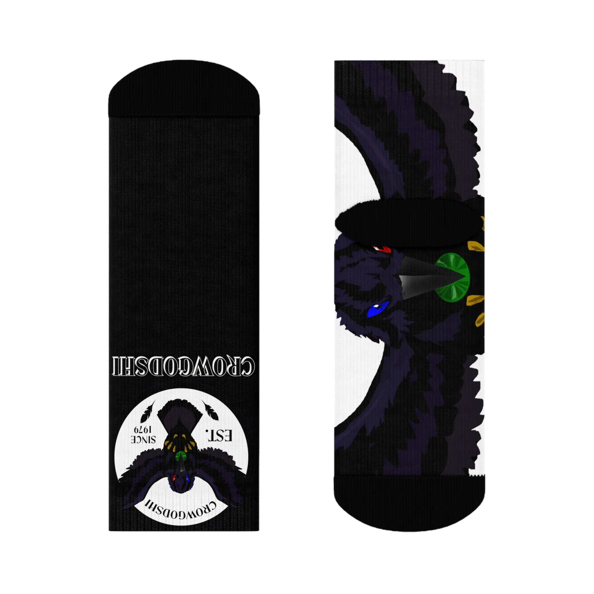 Crowgodshi First Generation Limited Edition Black Socks, WHITE LOGO