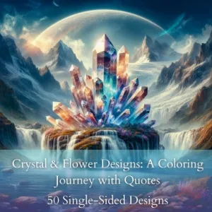 Crystal & Flower Designs: A Coloring Journey with Quotes