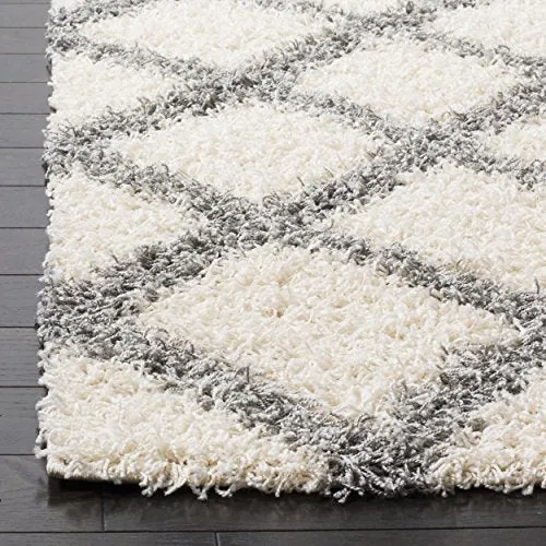 Dallas Shag Collection  Ivory and Grey Area Rug (8' x 10')