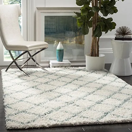 Dallas Shag Collection  Ivory and Grey Area Rug (8' x 10')