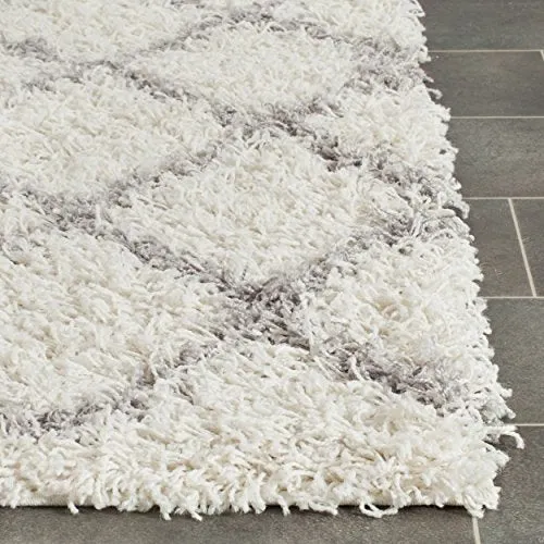 Dallas Shag Collection  Ivory and Grey Area Rug (8' x 10')