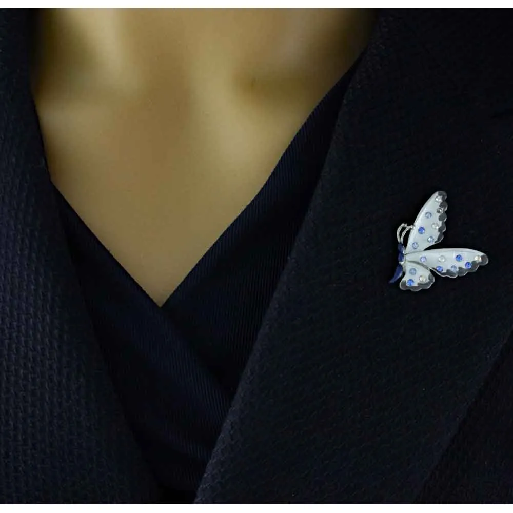 Dark Blue and Gray Butterfly Lapel Tac Pin - SPA481A