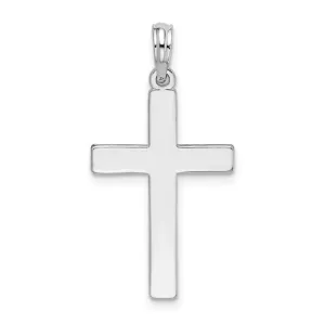 De-Ani Sterling Silver Rhodium-plated Polished Flat Latin Cross Pendant