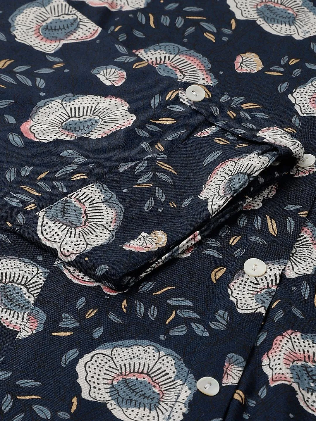 Divena Blue Floral printed Rayon A-line Shirts Style Top