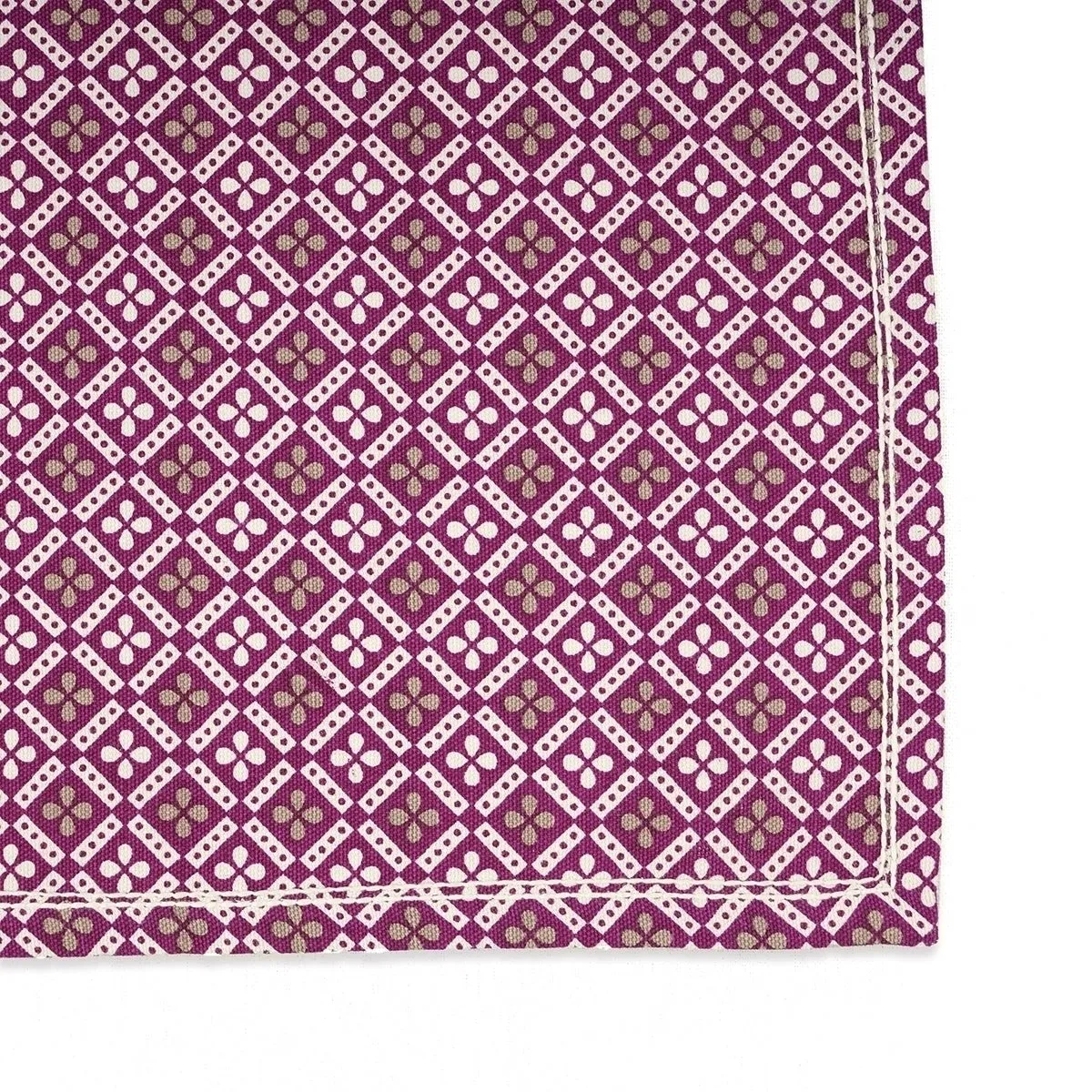 DOMINOTERIE Plum Printed Kitchen Towel, geometrical pattern, 100% cotton, size 20"X28"