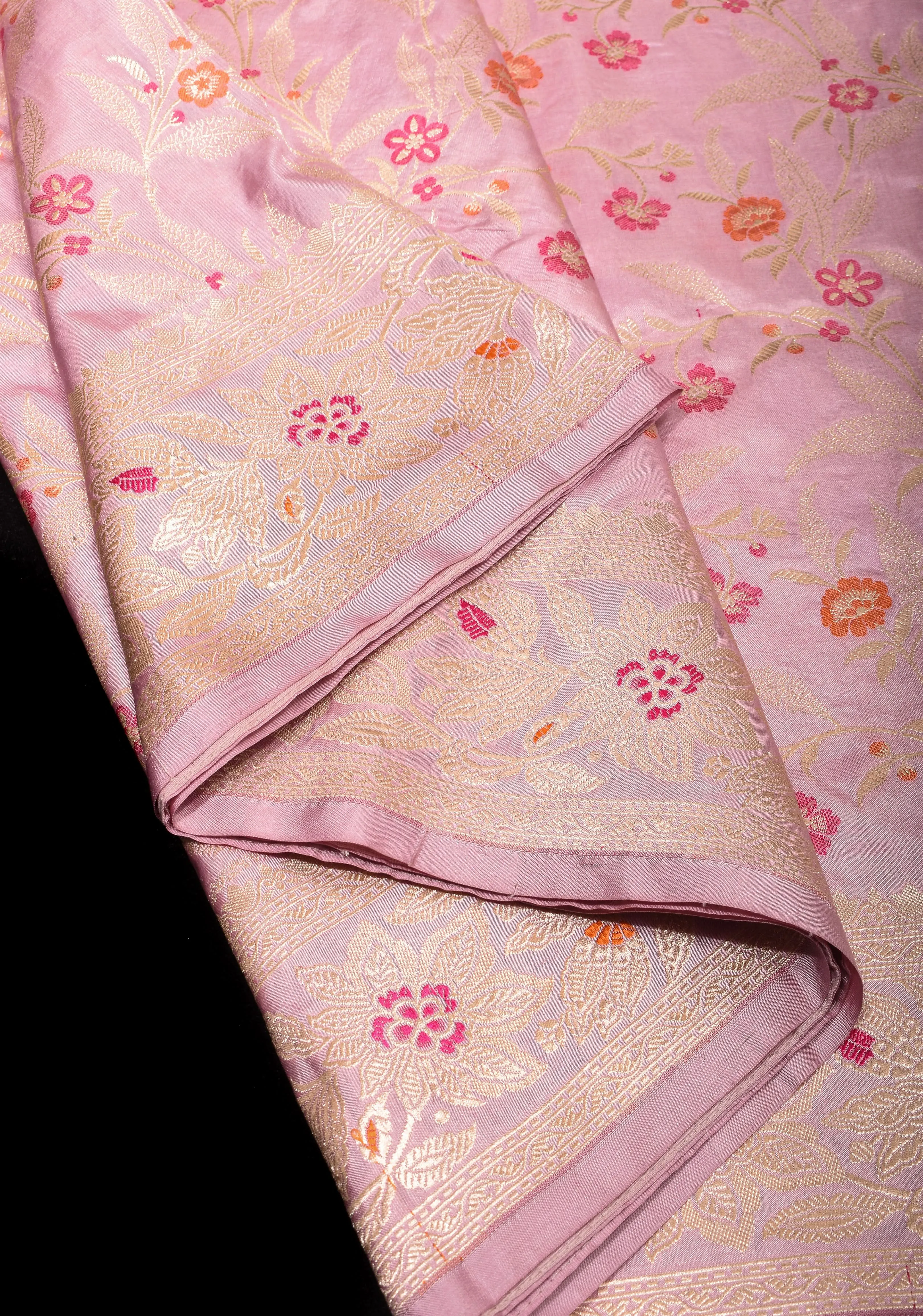 Dusky Lilac Intricate Banarasi Katan silk saree with Meenakari Floral Jaal | SILK MARK CERTIFIED