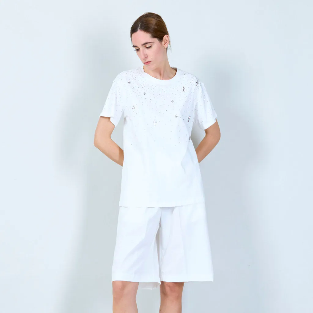 Elegant t-shirt with embellished details wholesale