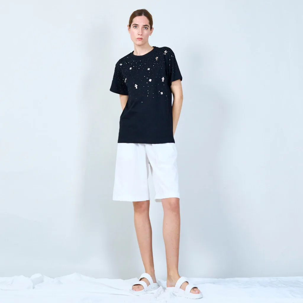 Elegant t-shirt with embellished details wholesale