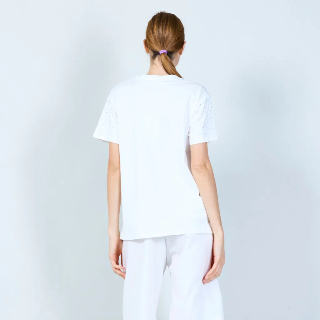 Elegant t-shirt with embellished details wholesale
