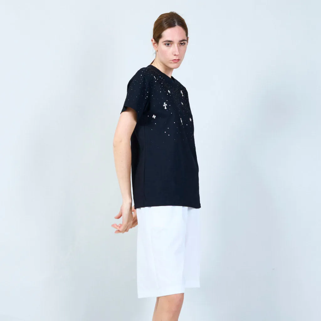 Elegant t-shirt with embellished details wholesale