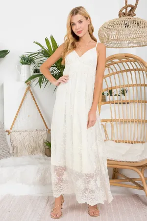 Embroidered Lace Maxi Dress