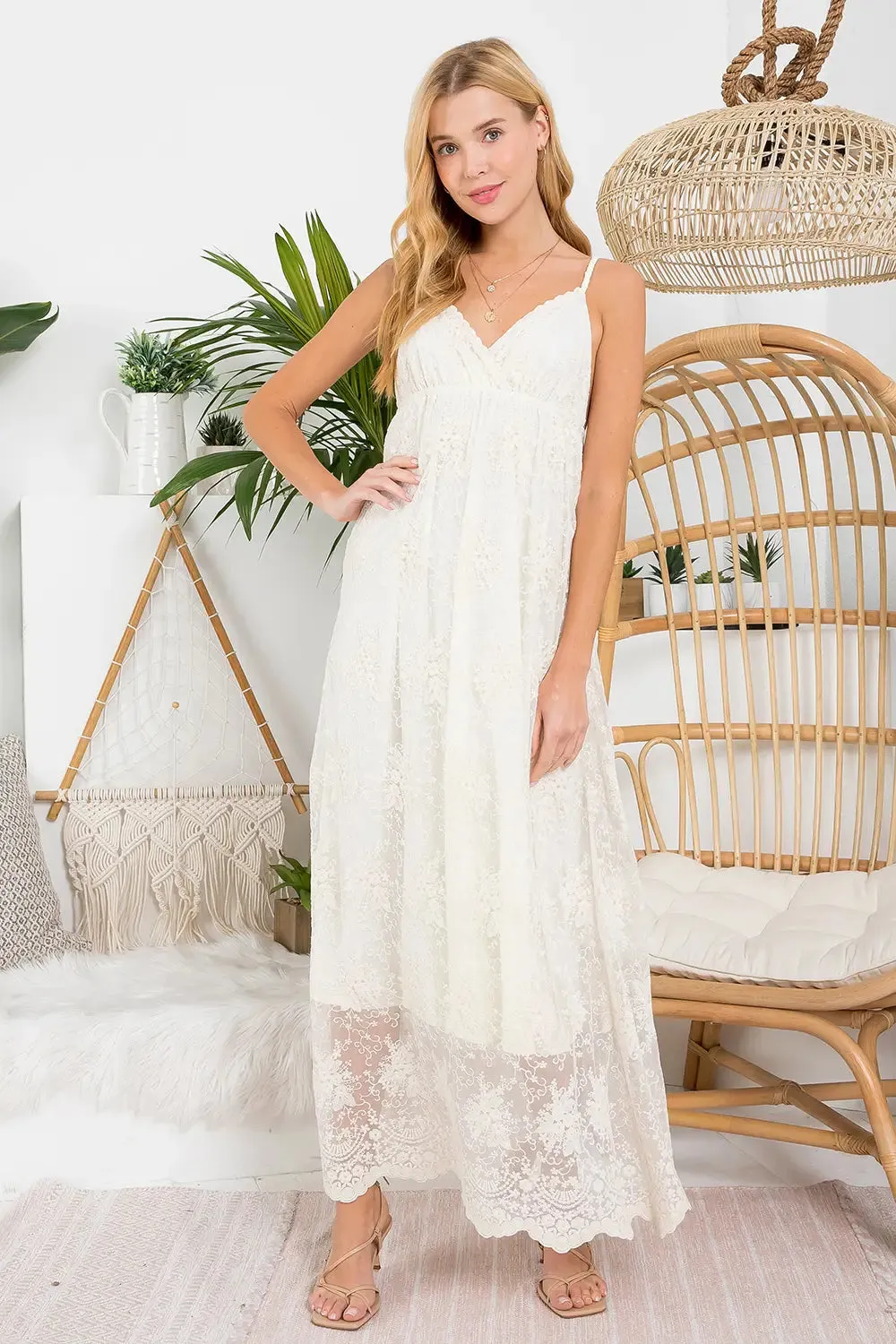 Embroidered Lace Maxi Dress