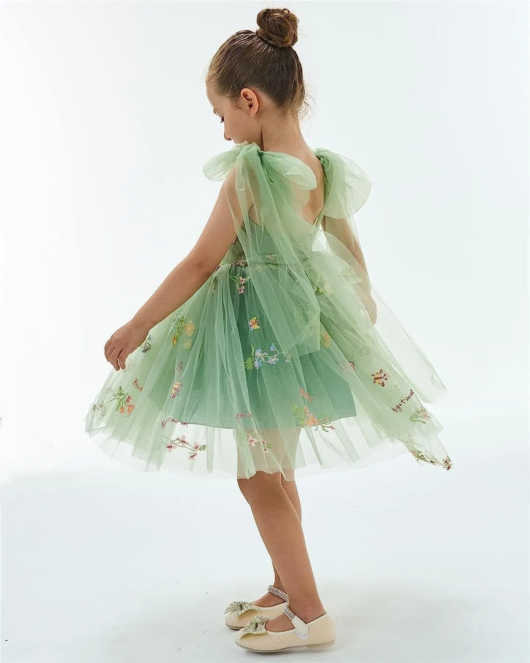 Enchanted Fairy Embroidered Dress in Green