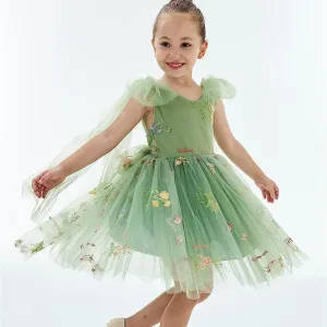 Enchanted Fairy Embroidered Dress in Green