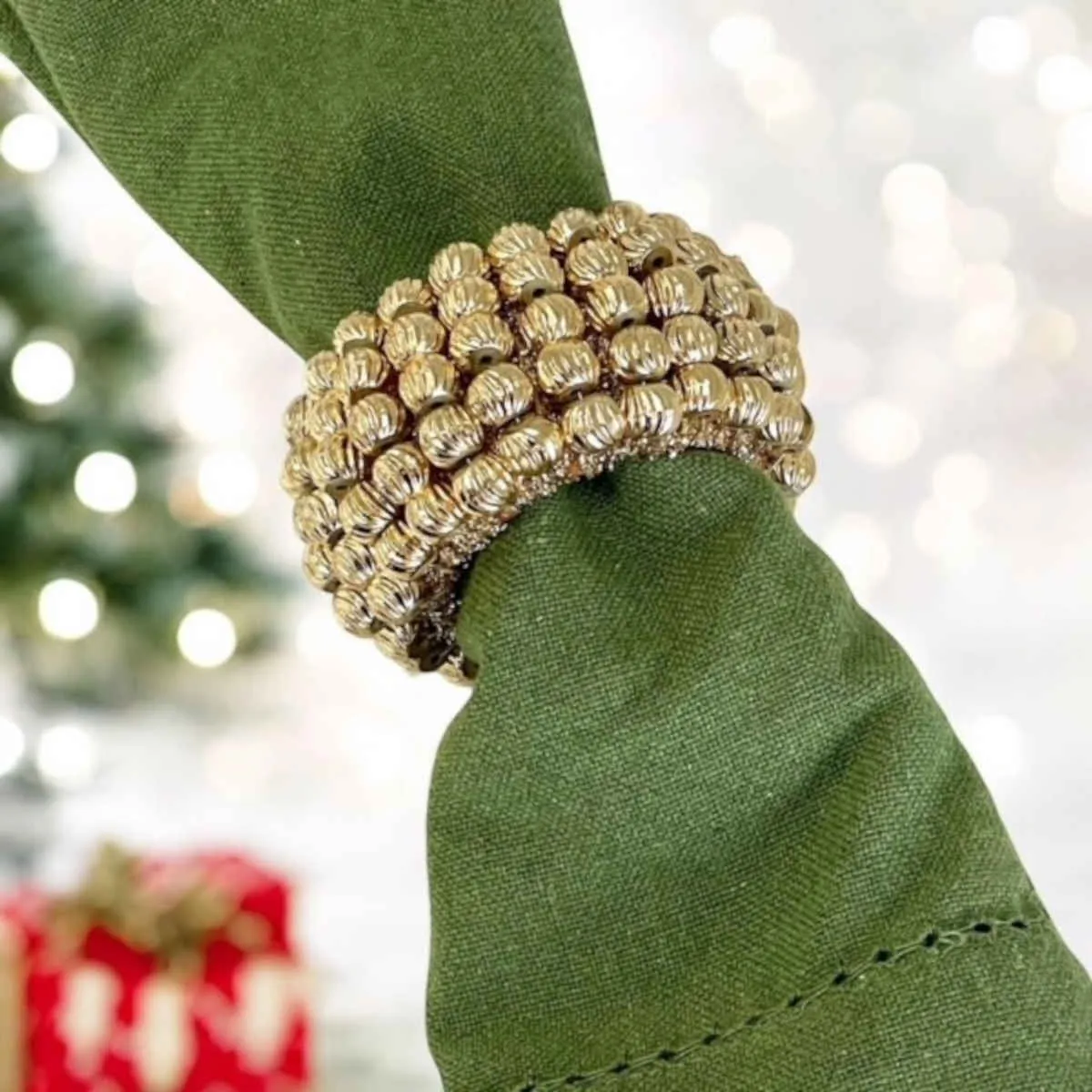 Flair Beaded Napkin Ring Gold
