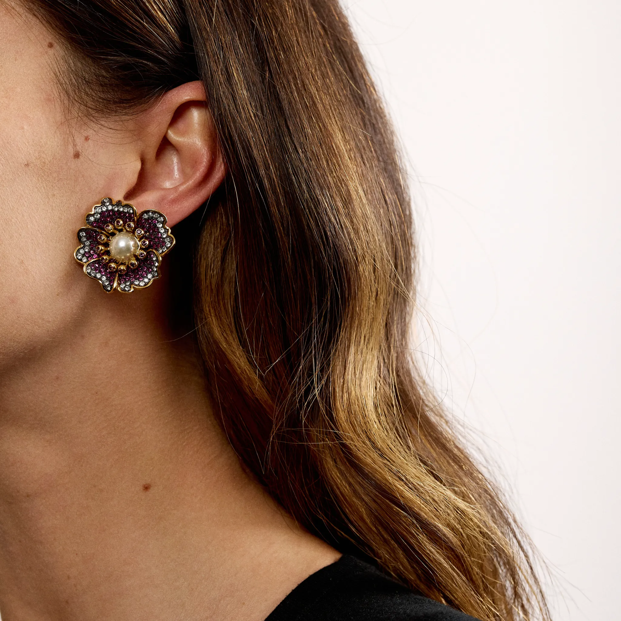 Floret Petal Earrings in Ruby
