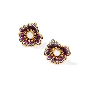 Floret Petal Earrings in Ruby