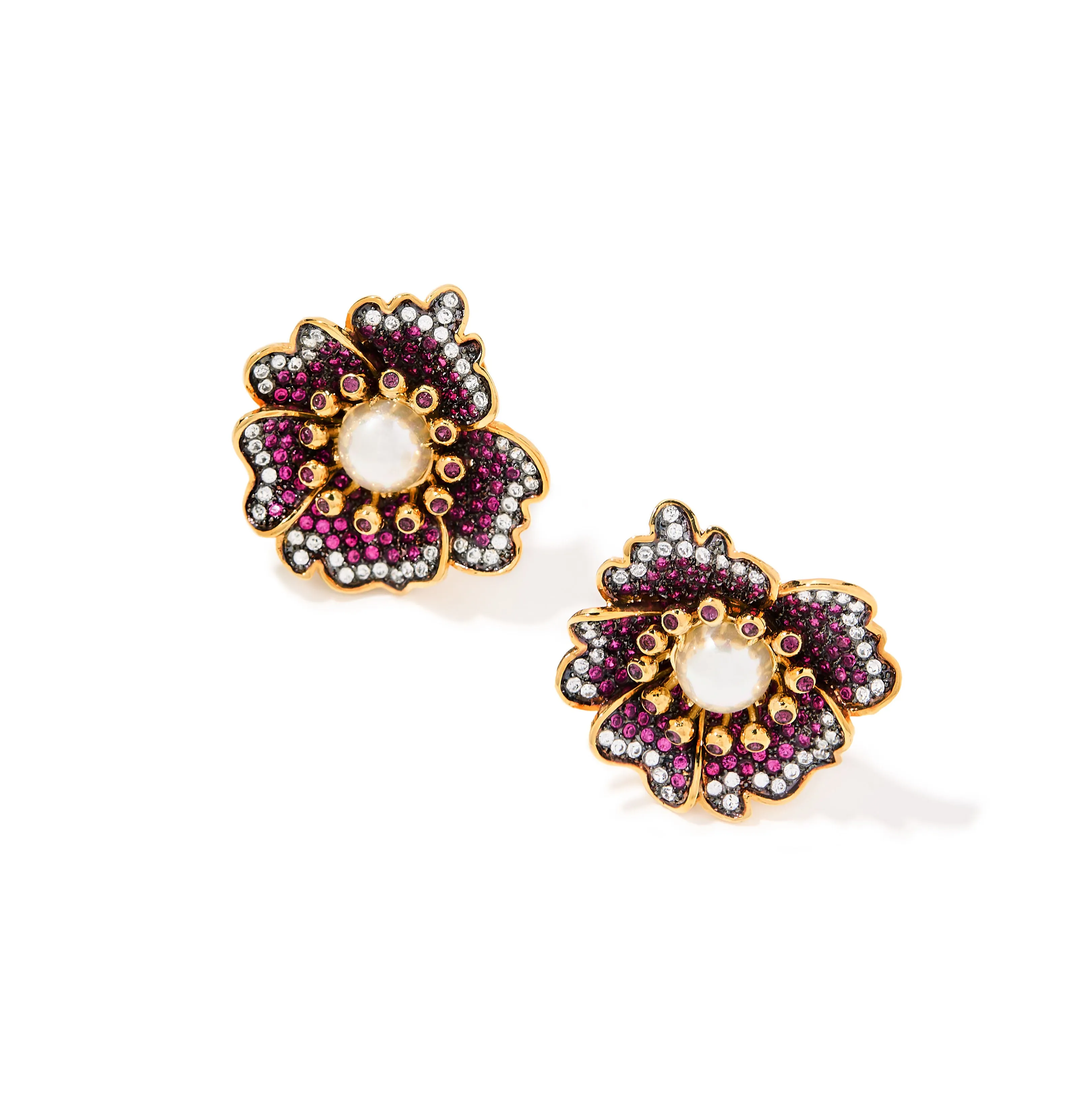 Floret Petal Earrings in Ruby