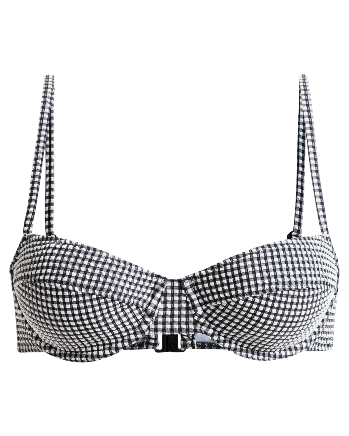 Gingham Underwire Bikini Top in Anthracite
