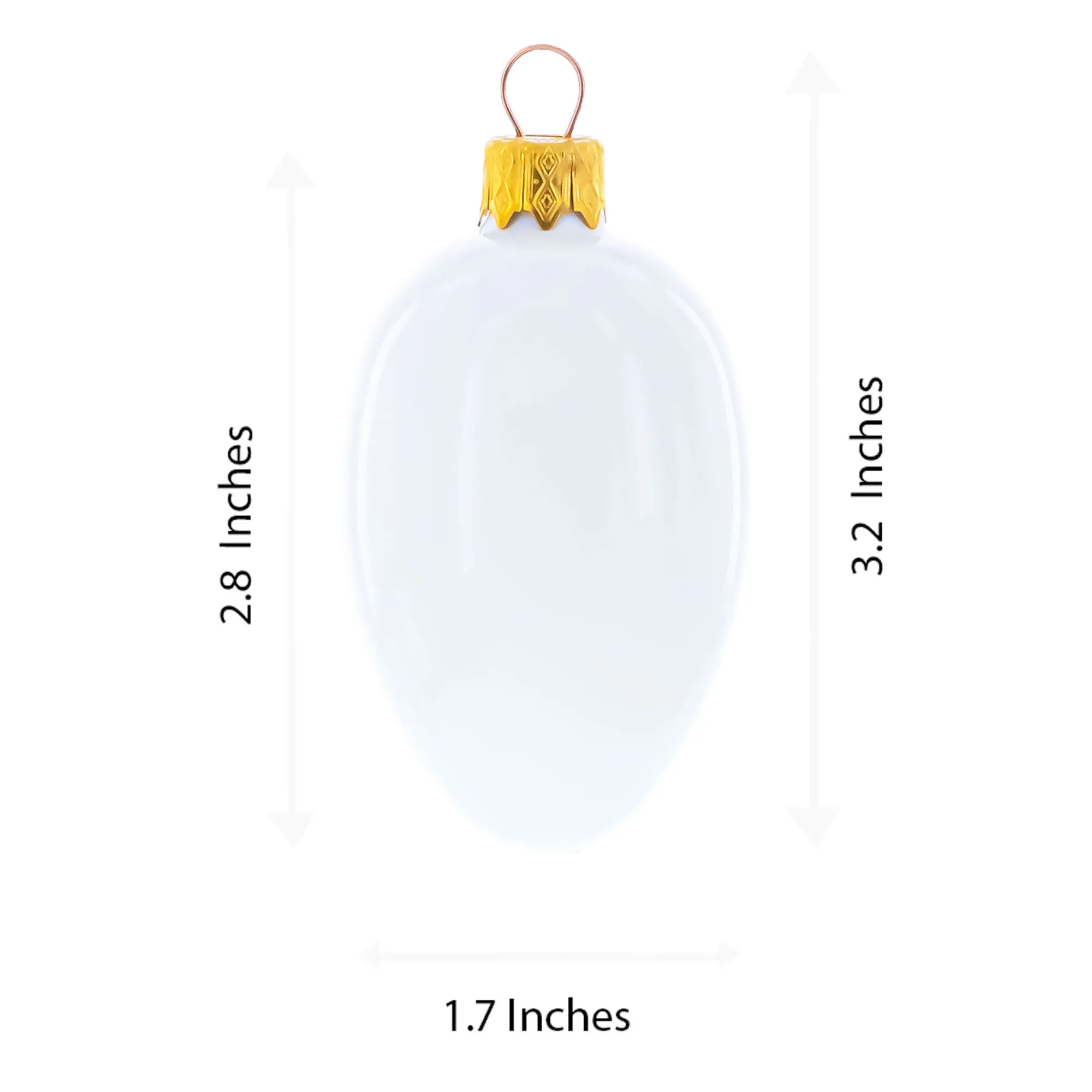 Golden with White and Orange Floral Swirl Design Mini Glass Egg Ornament 2.9 Inches