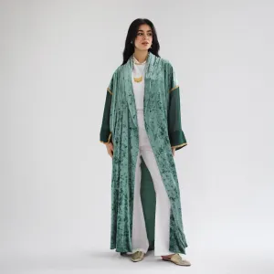 Green velvet & chiffon kaftan