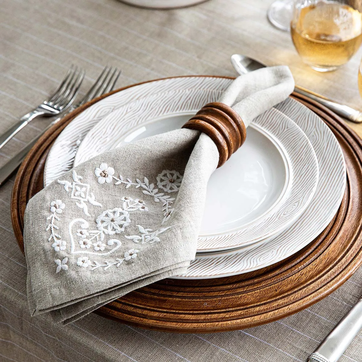 Heidi Embroidered Napkin - Natural