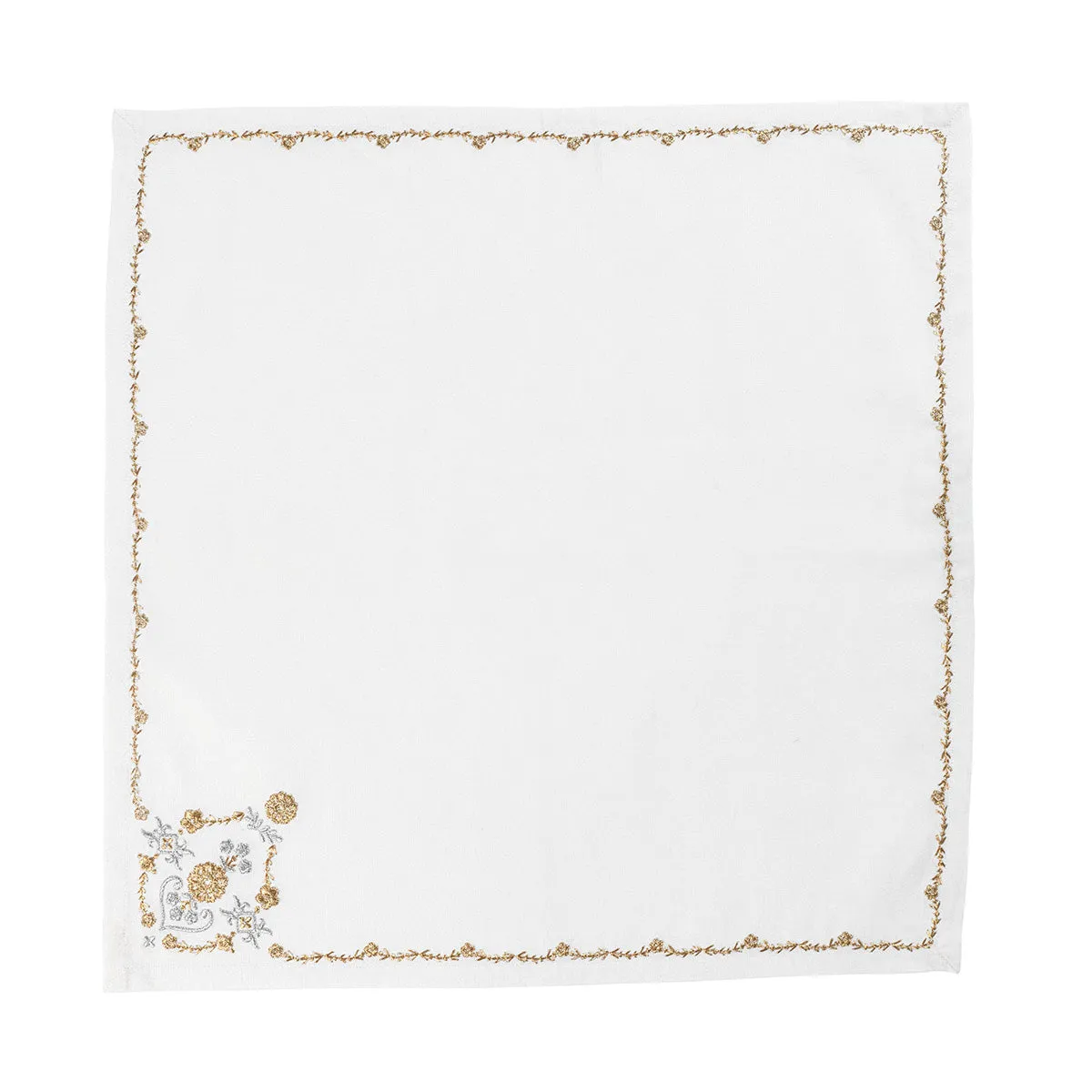 Heidi Embroidered Napkin Set/4 - Gold/Silver