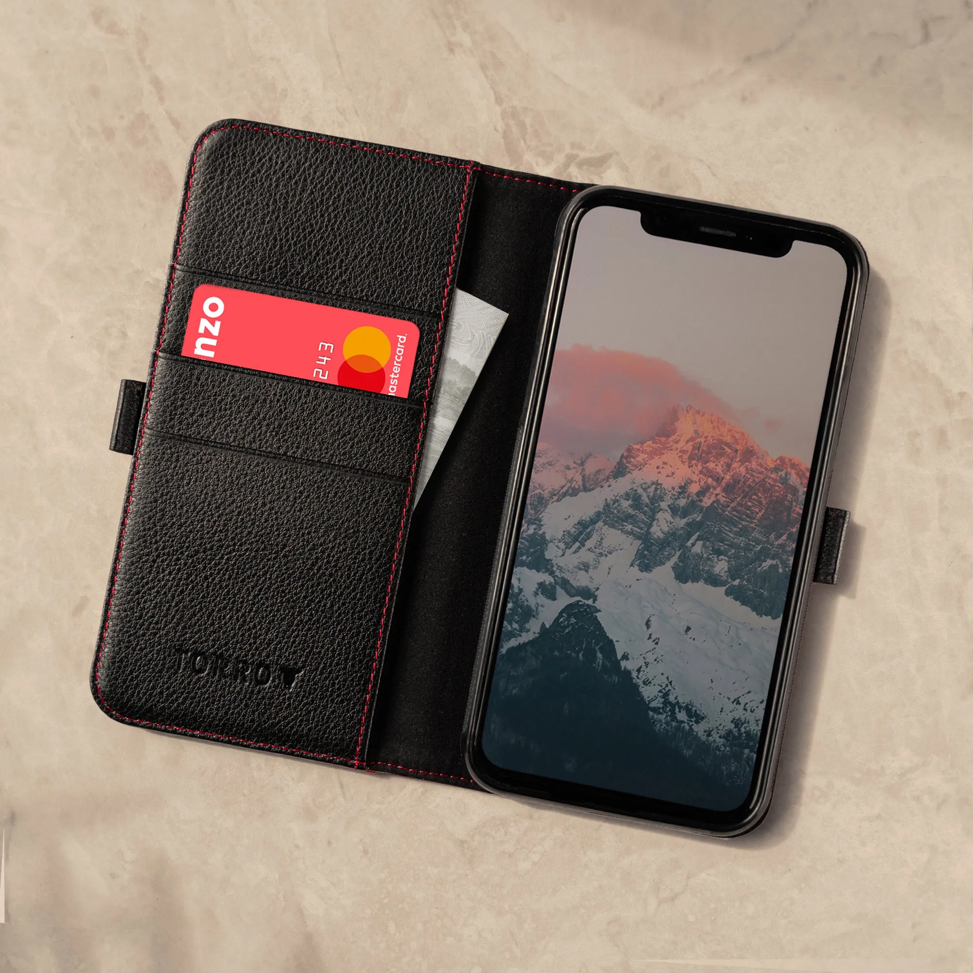 iPhone X / iPhone XS Leather Case (with Stand function)