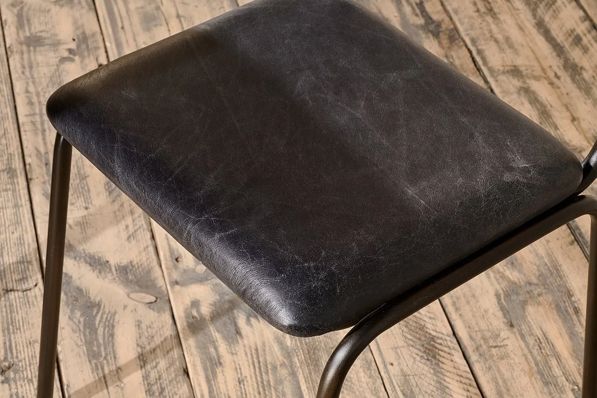 Iswa Leather & Cane Dining Chair - Black