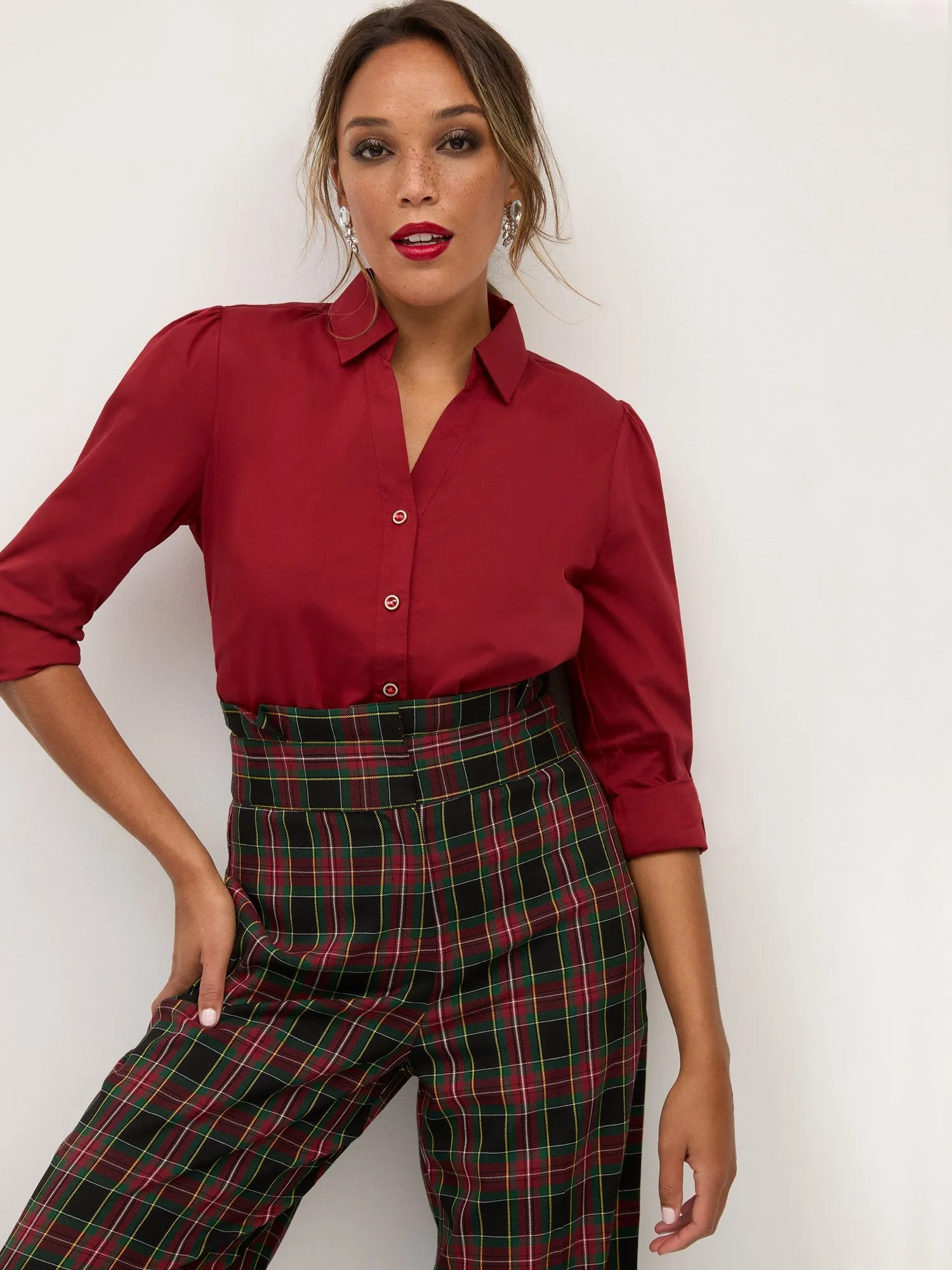 Jewel Puff-Sleeve Button-Front - NY&C Madison Shirt®