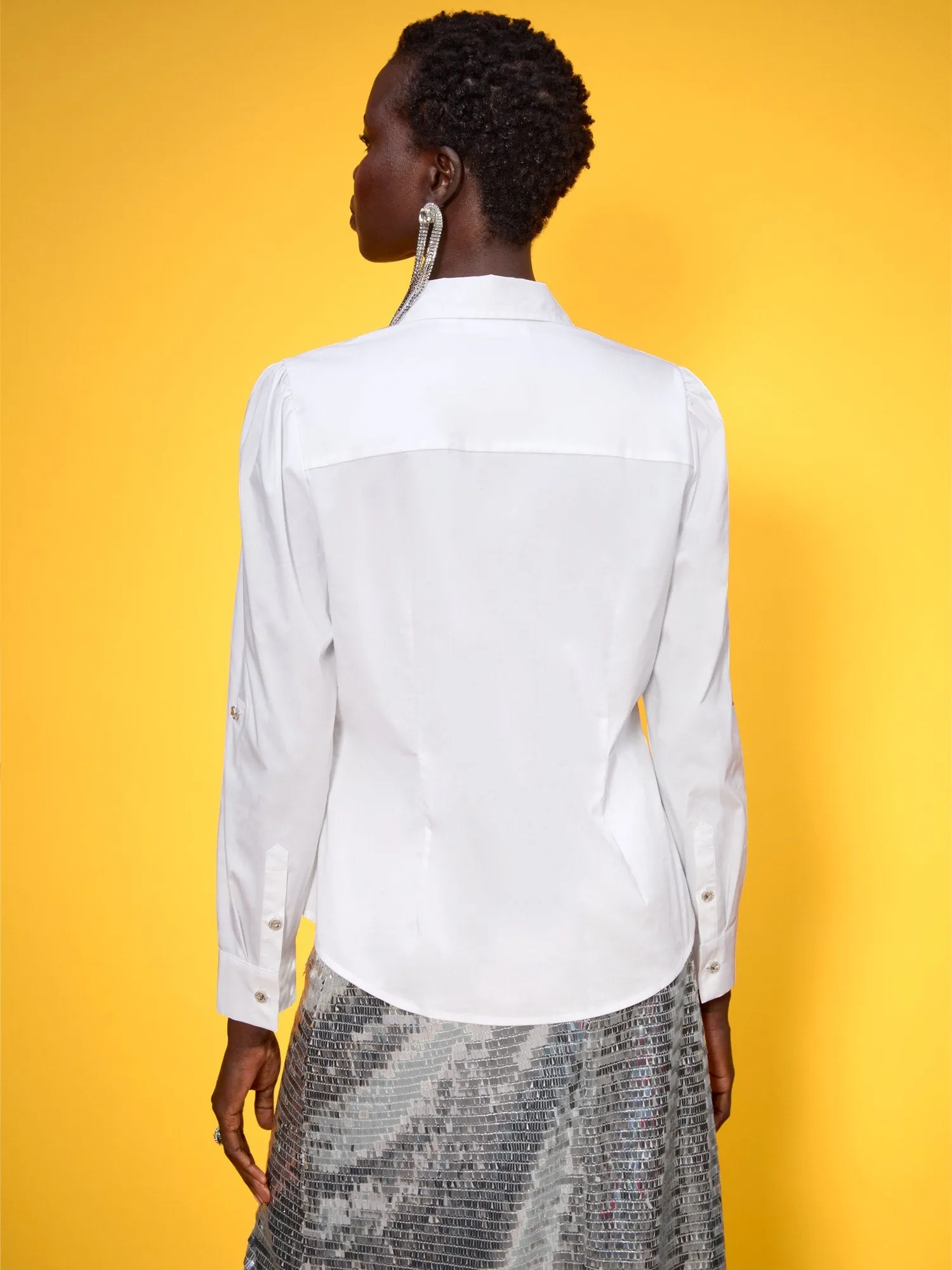 Jewel Puff-Sleeve Button-Front - NY&C Madison Shirt®