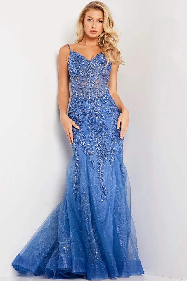 JOVANI - 37416 - Embroidered Mermaid Dress