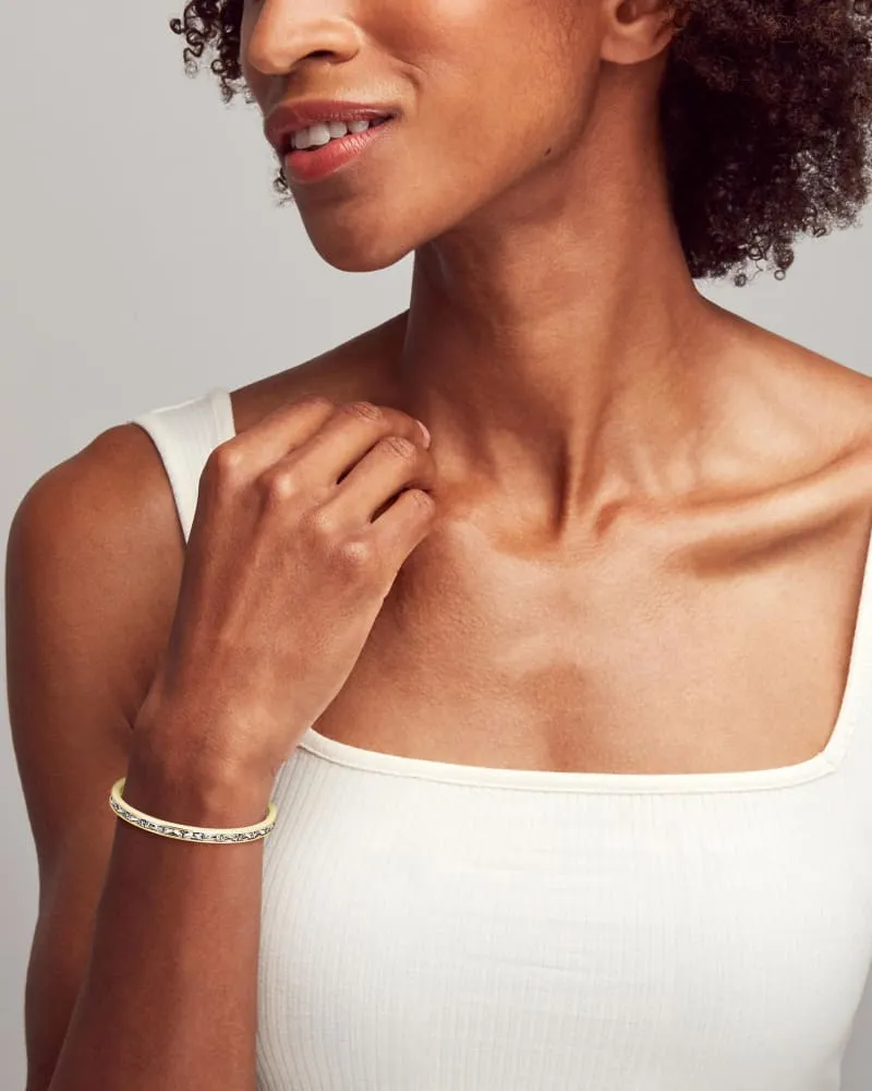 Kendra Scott Jack Silver Cuff Bracelet In Charcoal Gray Crystal