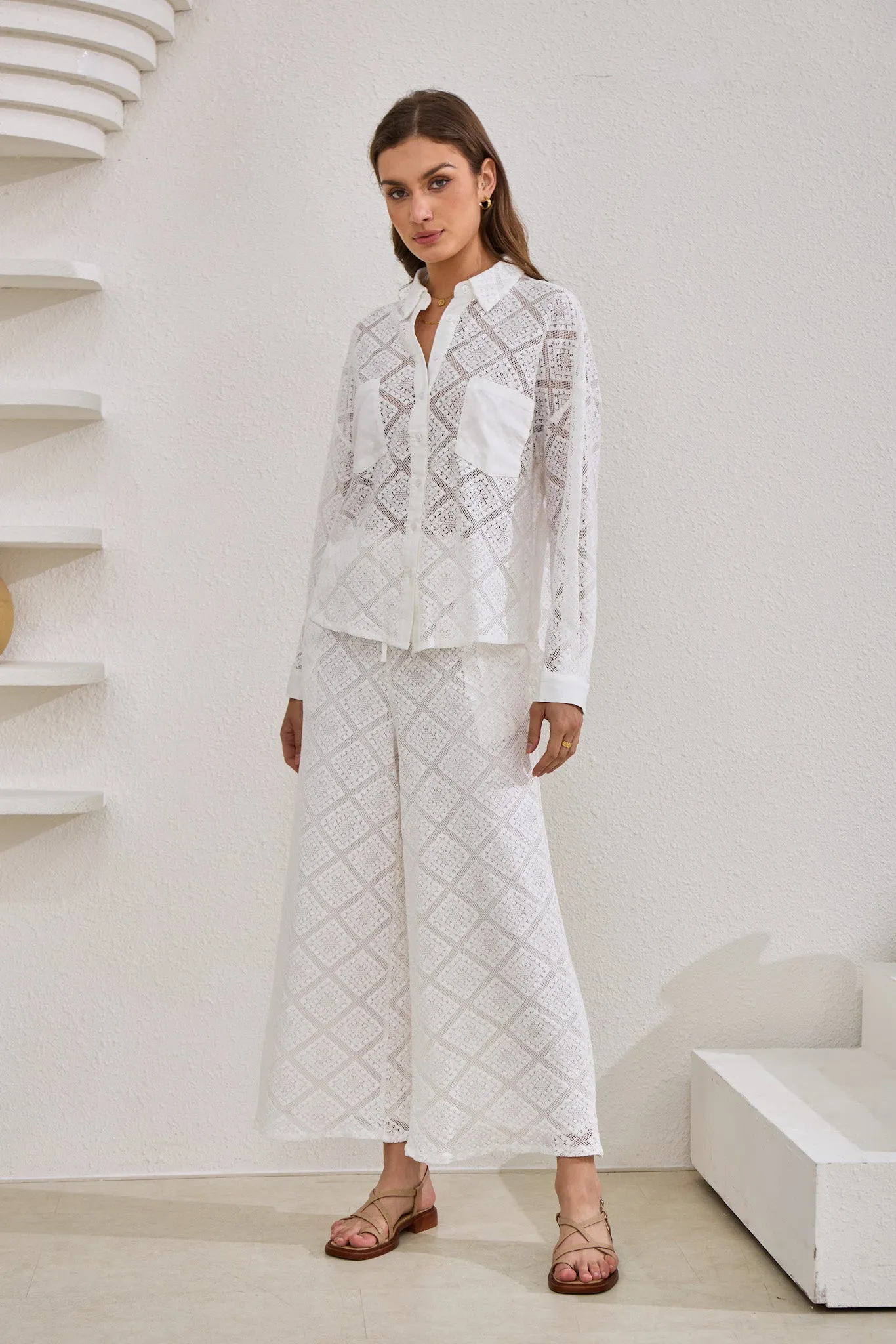 Kiran White Lace Shirt