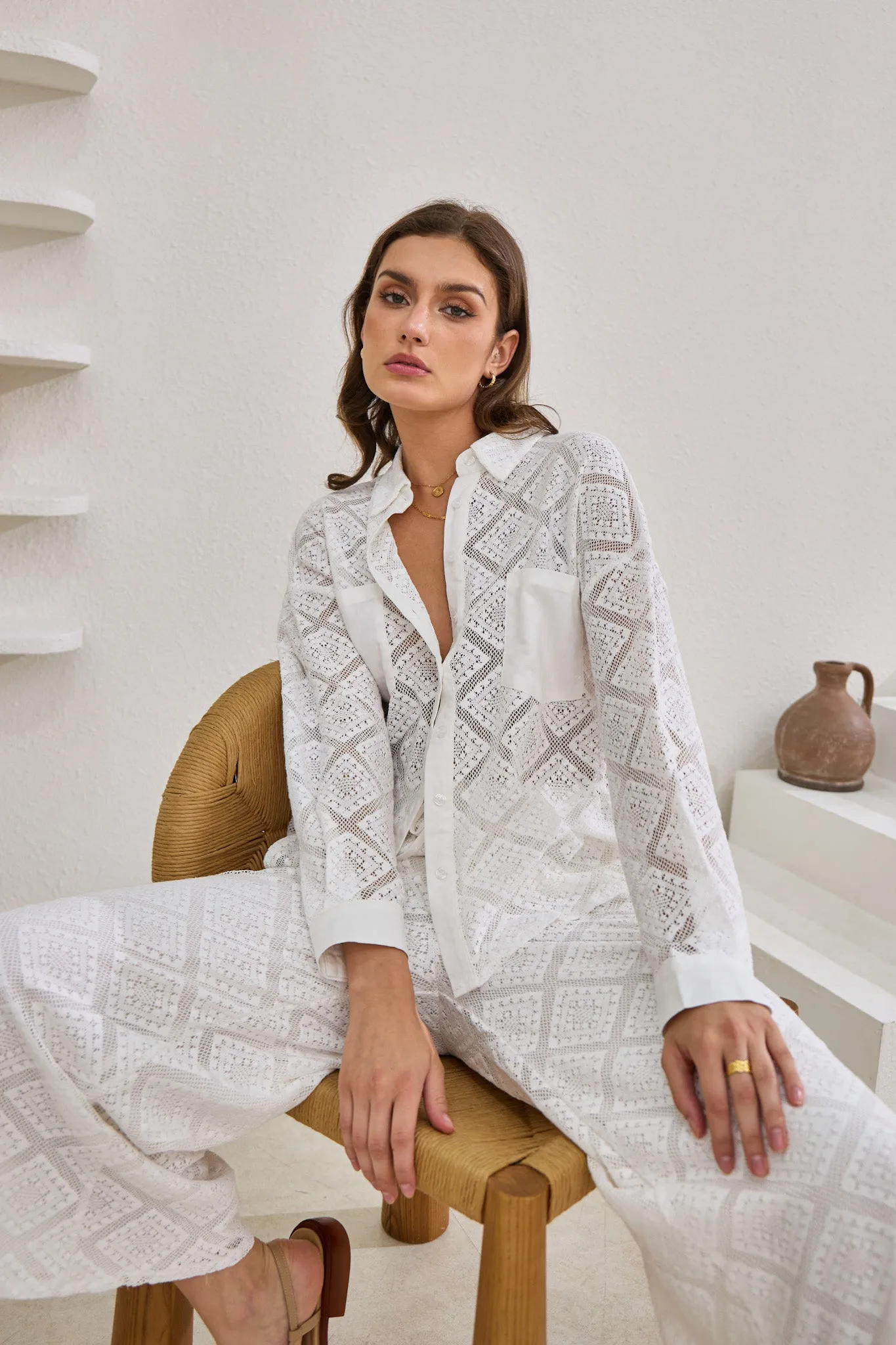 Kiran White Lace Shirt