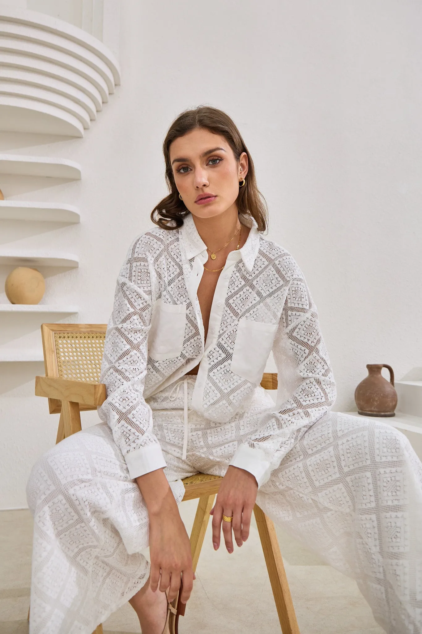 Kiran White Lace Shirt
