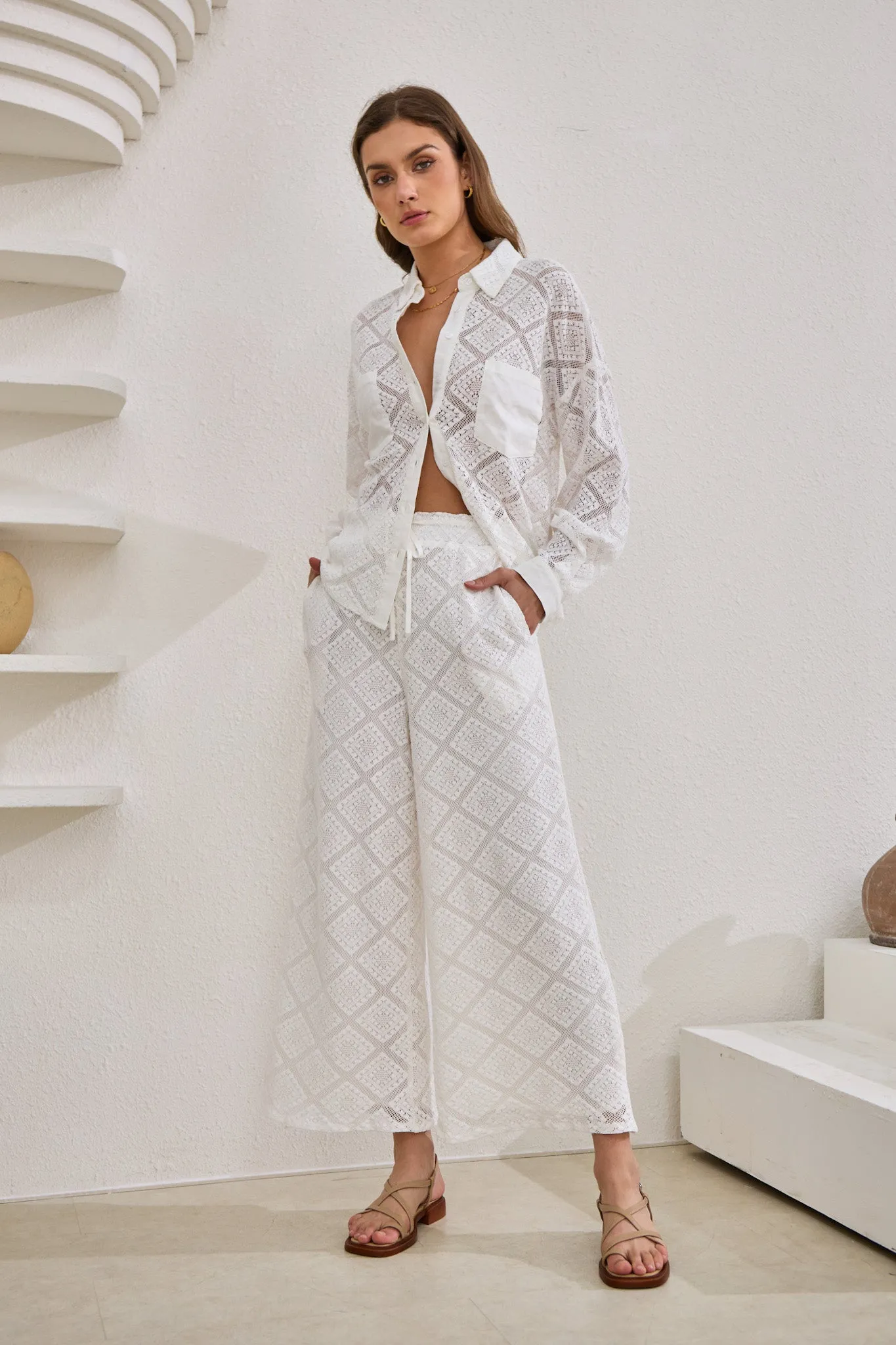 Kiran White Lace Shirt