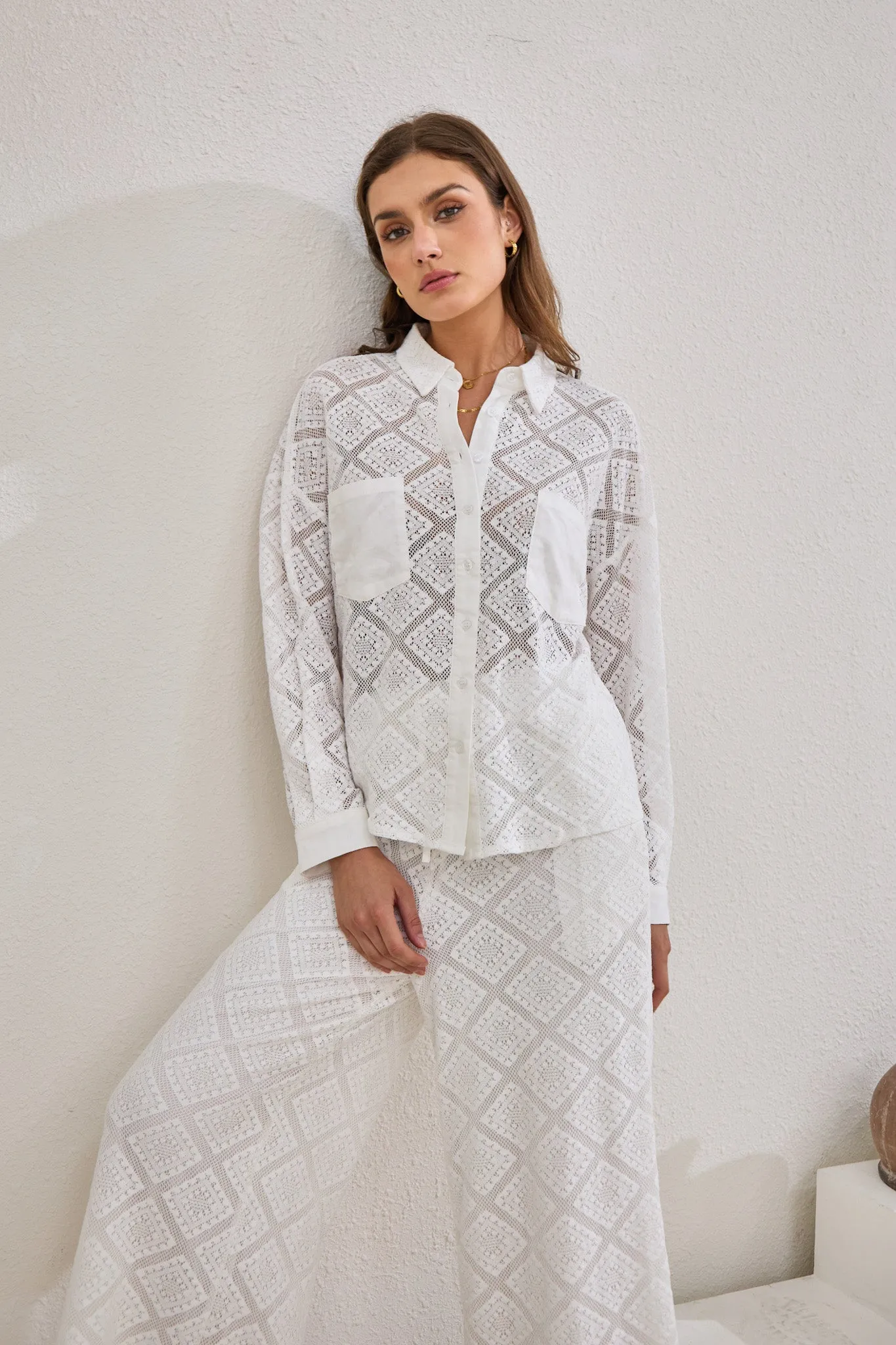 Kiran White Lace Shirt