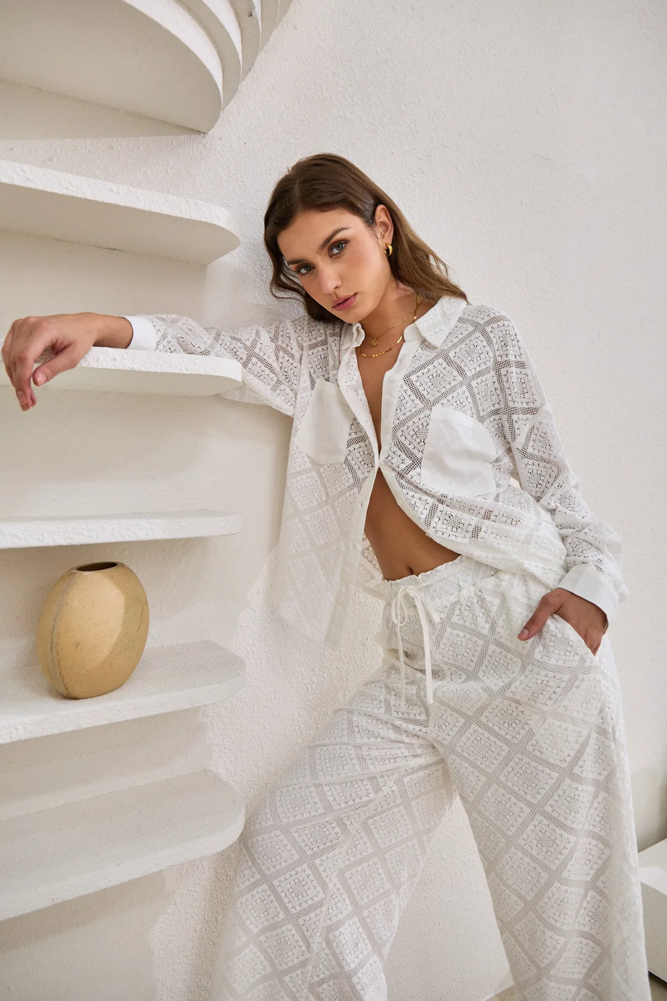 Kiran White Lace Shirt