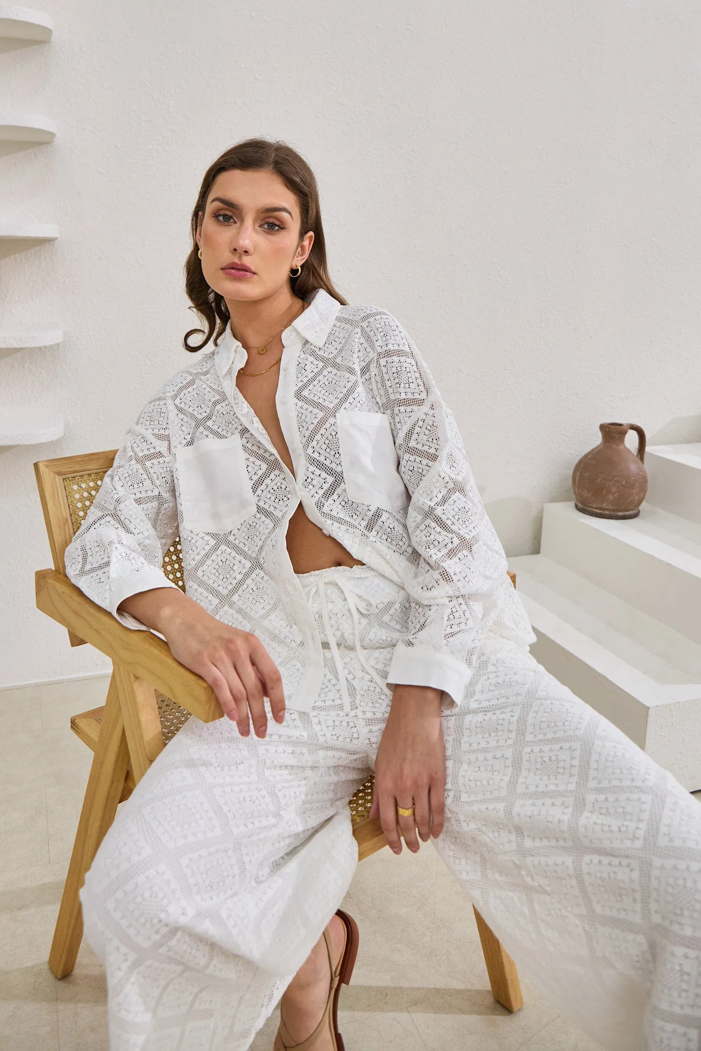Kiran White Lace Shirt