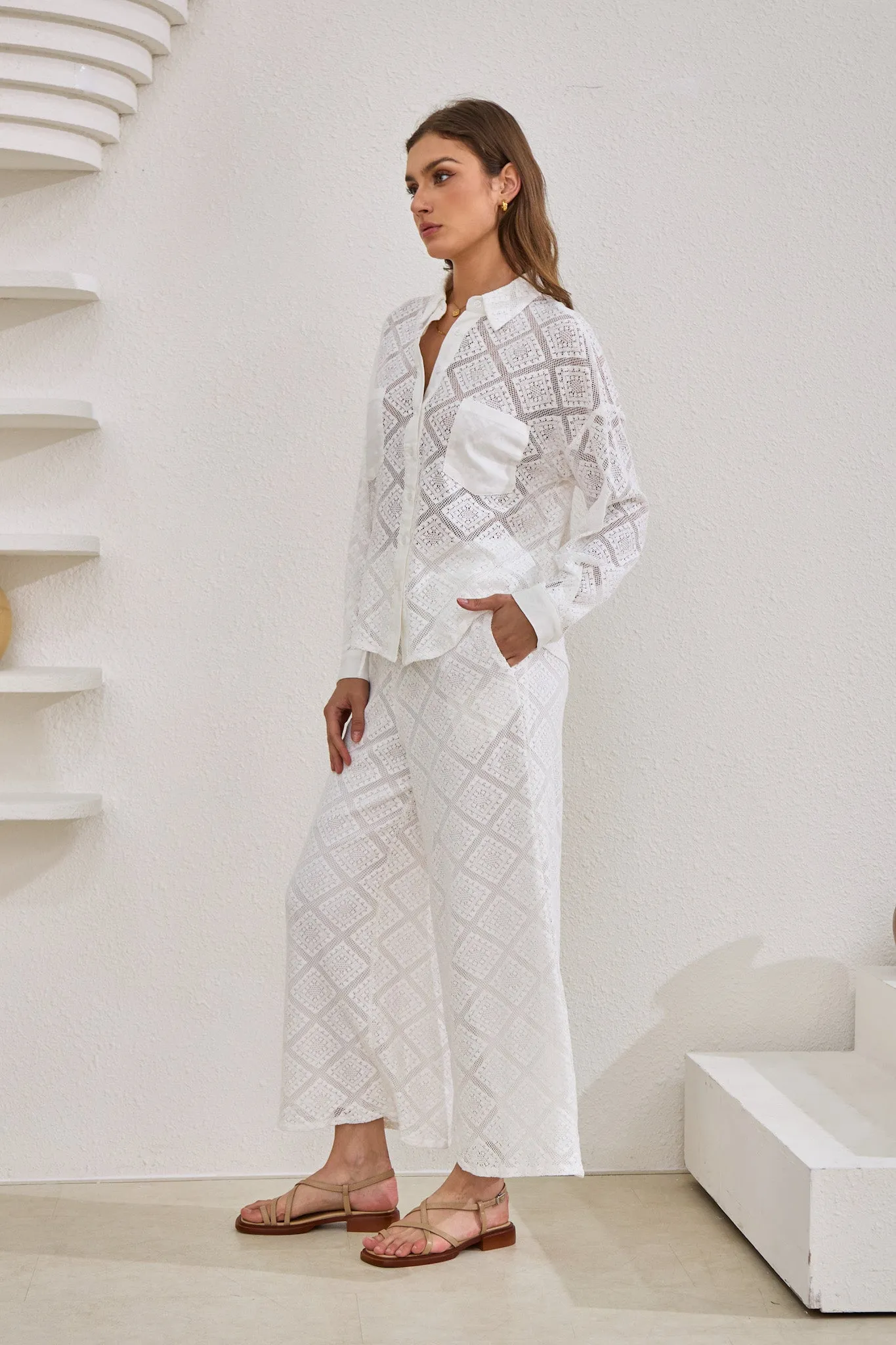 Kiran White Lace Shirt