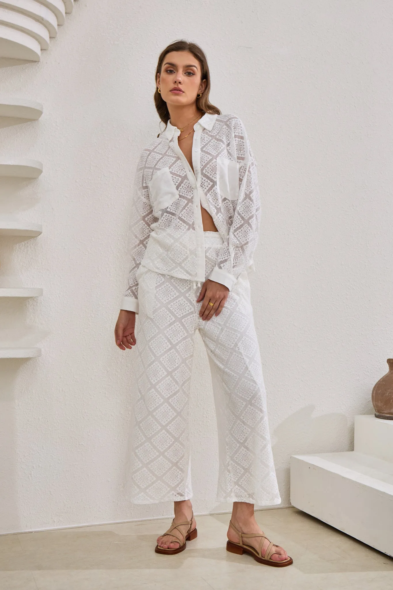 Kiran White Lace Shirt
