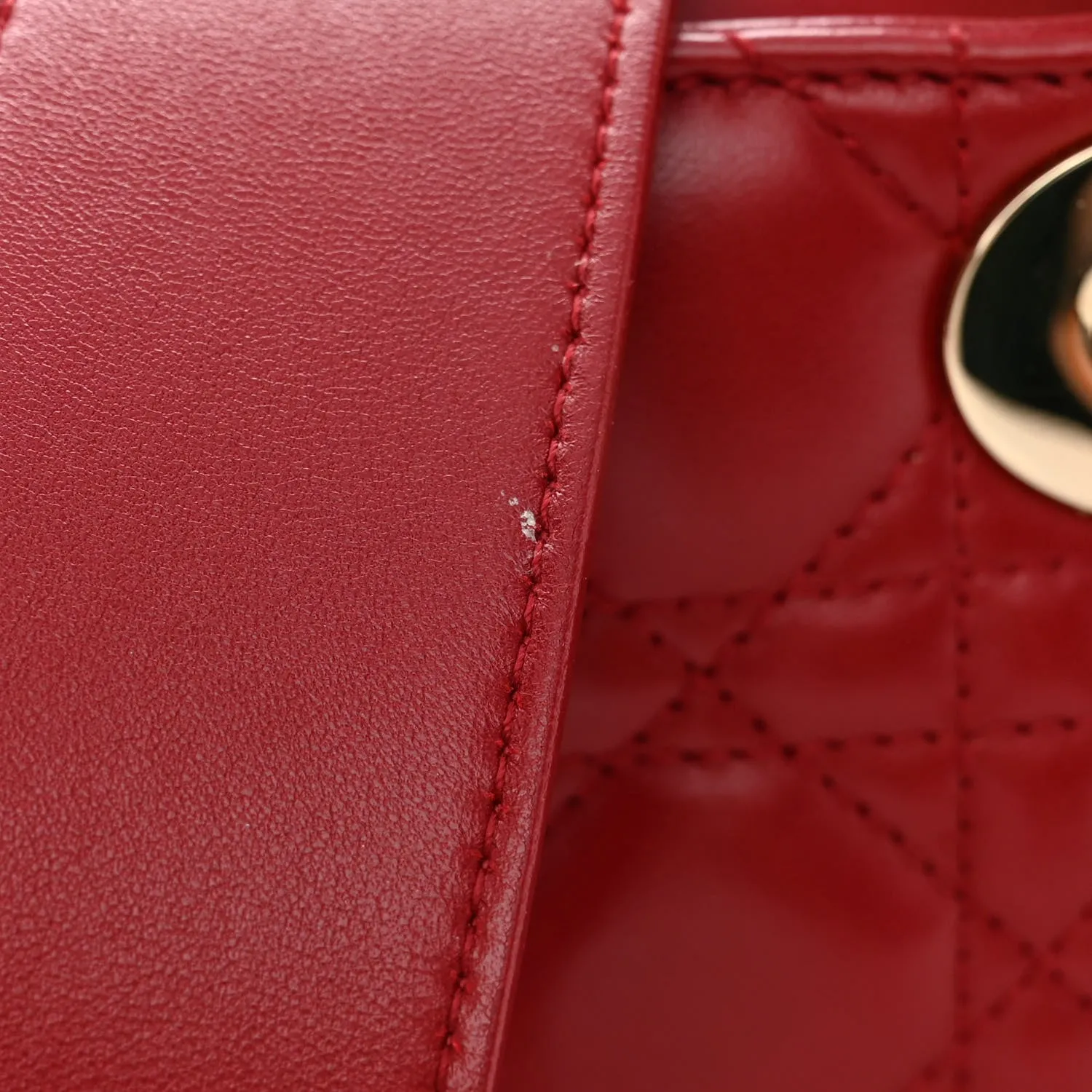 Lambskin Cannage Medium Lady D-Joy Red